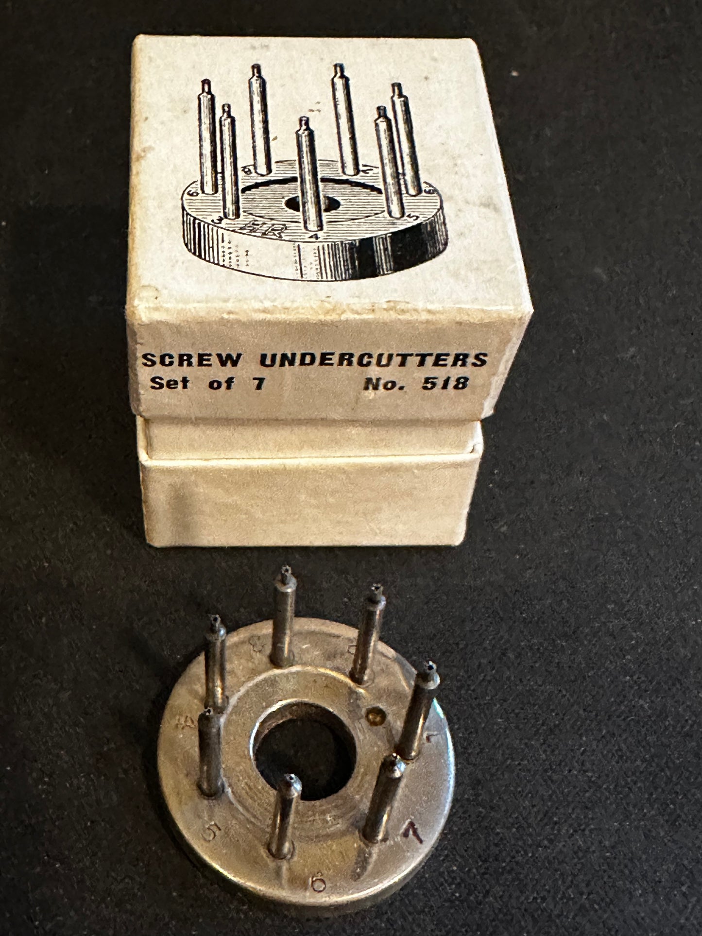 7-prong Balance Screw Undercutters No. 518 - Watchmakers Tool in box