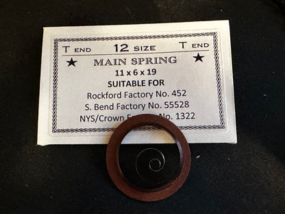 South Bend 12s Mainspring for 1st Model #55528 by STAR - Steel