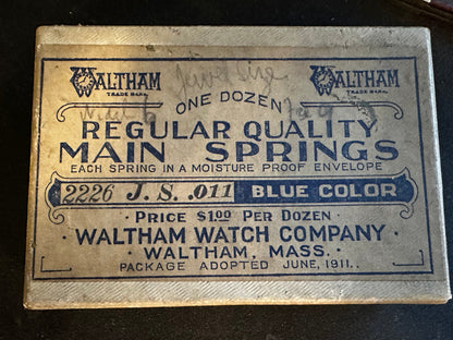 Waltham Factory "Regular" Mainspring for Waltham 6/0s Jewel Series No. 2226 - Steel