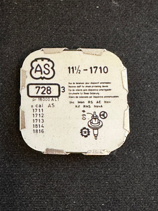 Ebauches SA Balance Staffs (3) for AS 11½ ligne caliber 1710 & variants - new