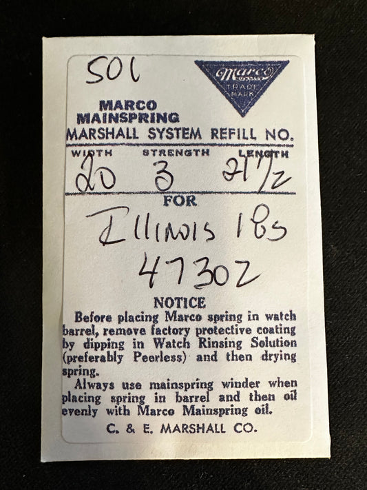 Marco Mainspring #501 for Illinois 18s No. 47302 - Steel