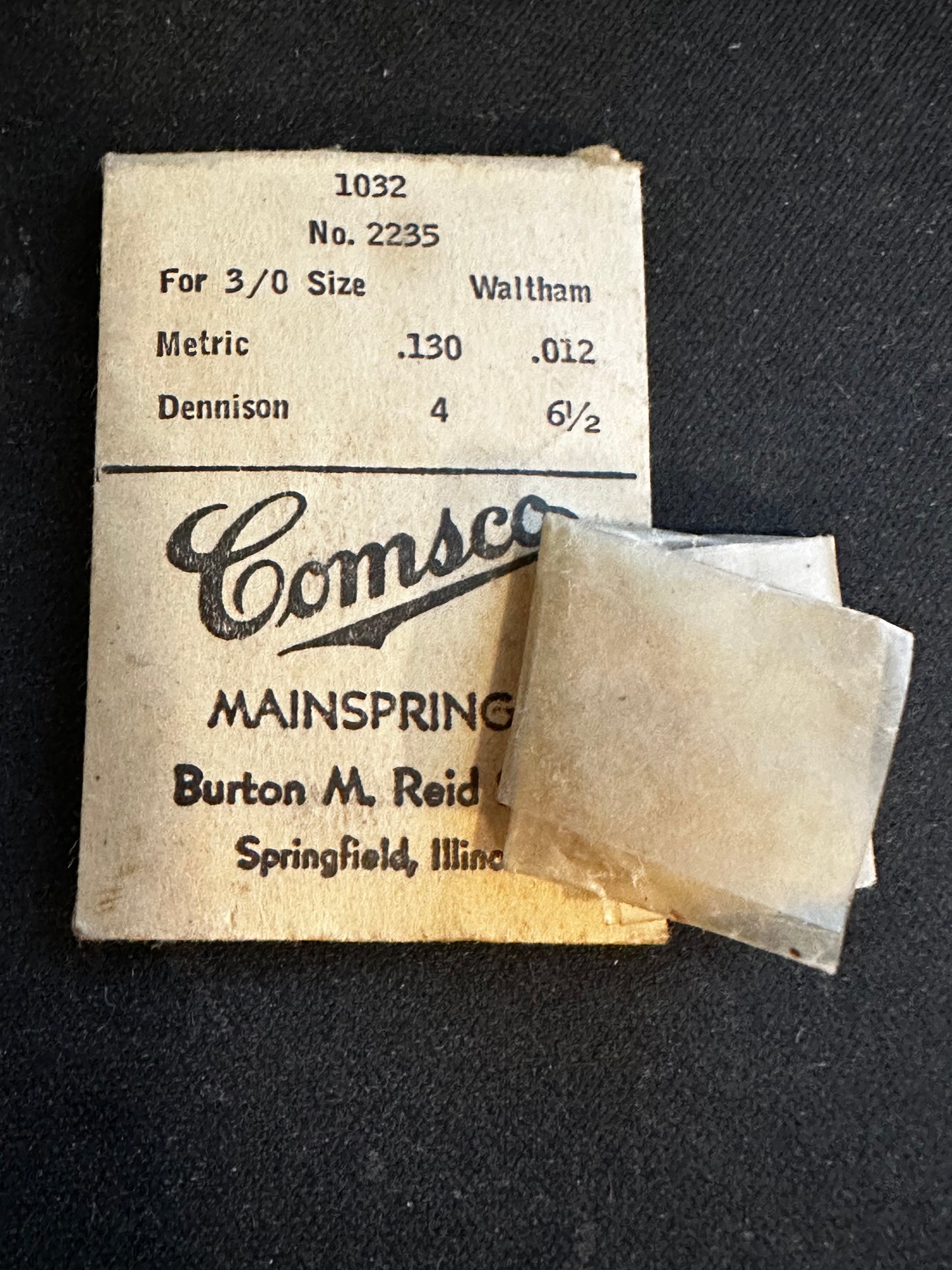 Comsco Mainspring #1032 for Waltham 6/0s Jewel Series No. 2235 - Steel