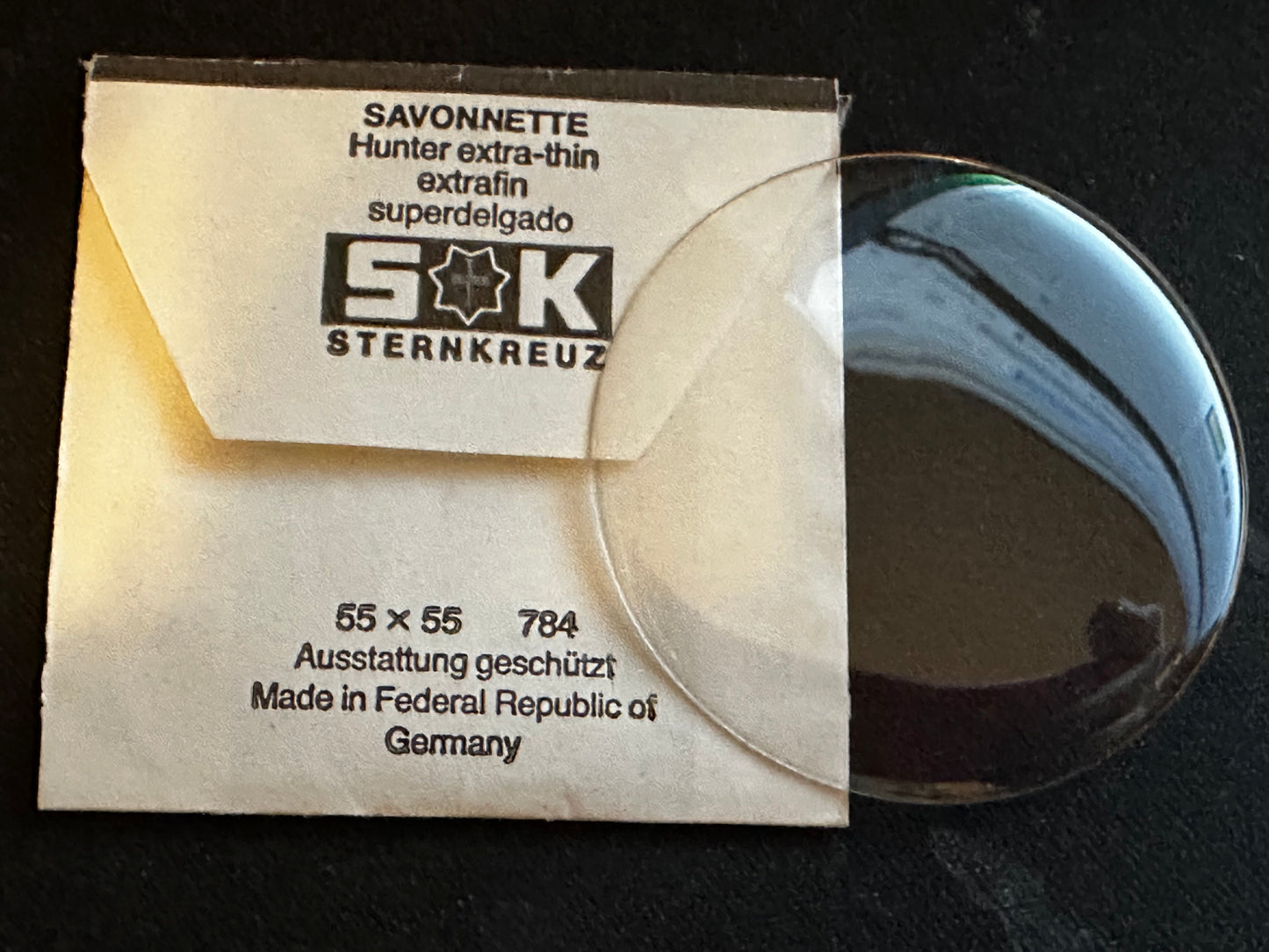 Sternkreuz 55 Savonnette 47.6mm Acrylic Hunting Case Pocket Watch Crystal - New