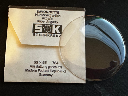 Sternkreuz 55 Savonnette 47.6mm Acrylic Hunting Case Pocket Watch Crystal - New