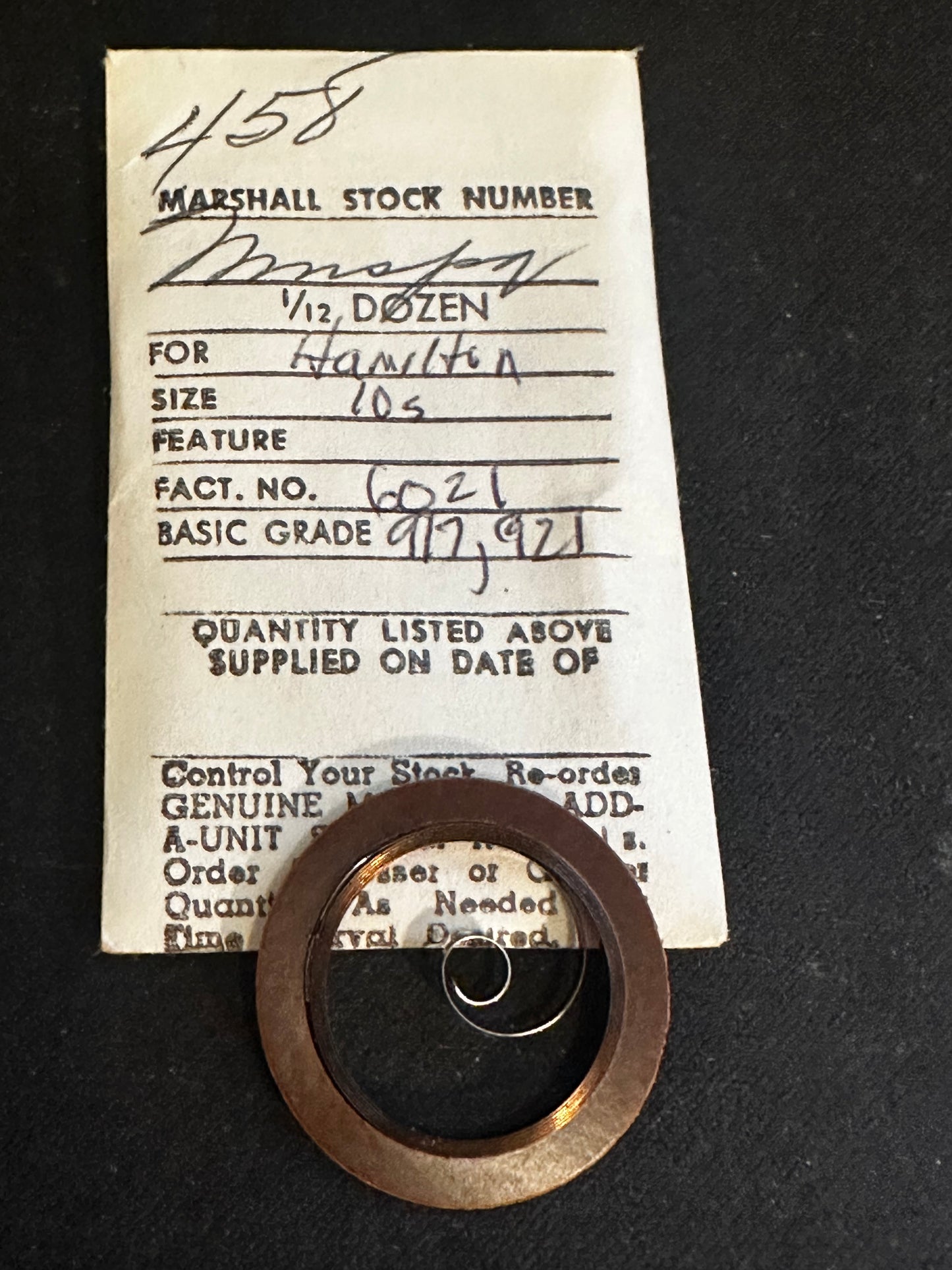 Marco Mainspring #458 for Hamilton 10s No. 6021 - Steel