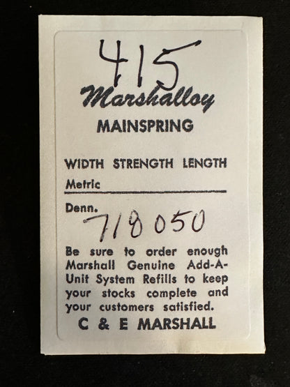 Marco Marshalloy Mainspring #415 for Hamilton 16s No. 718050 - Alloy