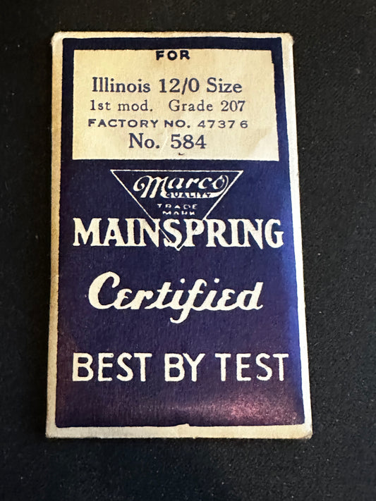Marco Mainspring #584 for Illinois 12/0s Factory No. 47376 - Steel