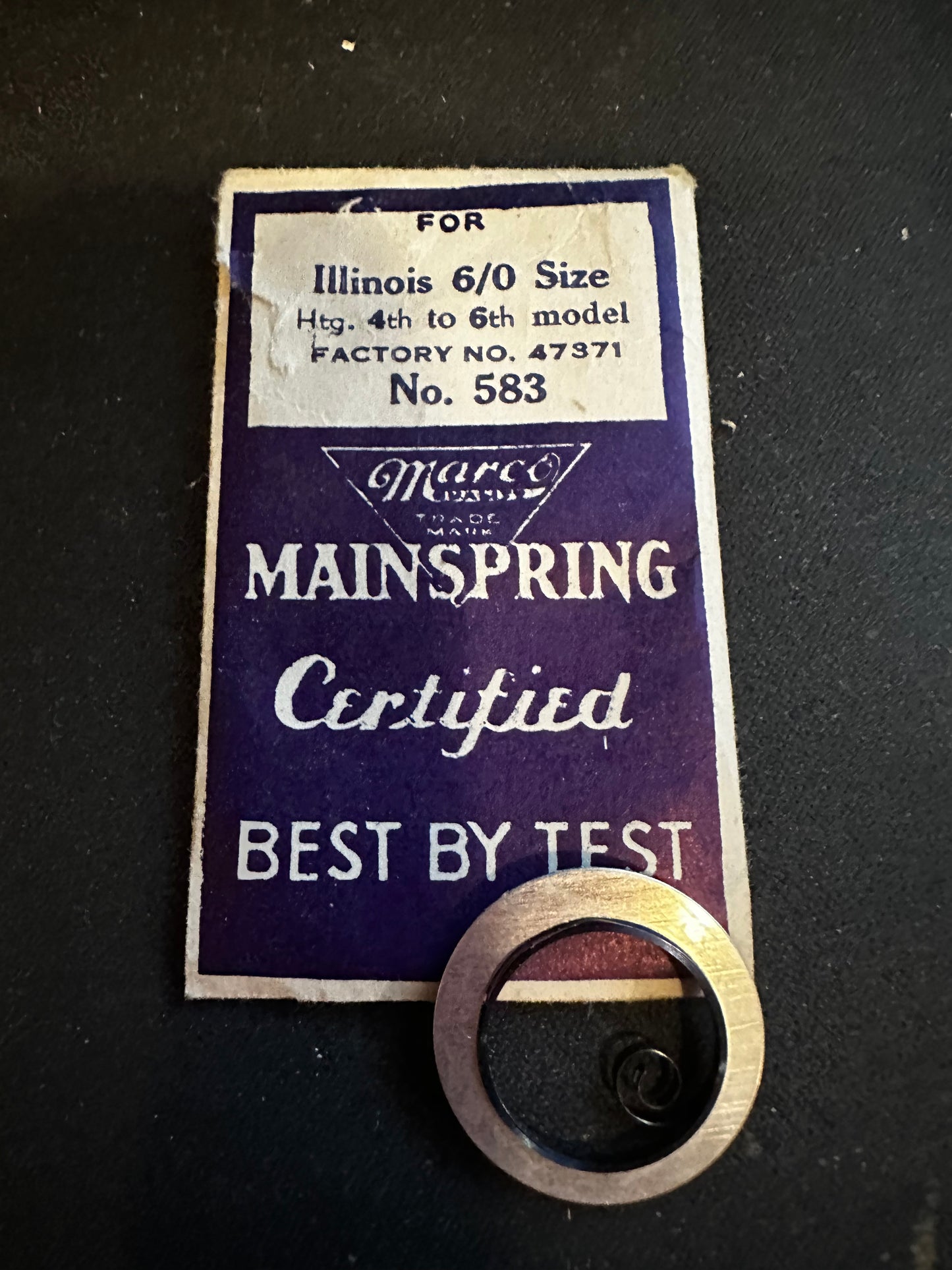 Marco Mainspring #583 for Illinois 6/0s Factory No. 47371 - Steel
