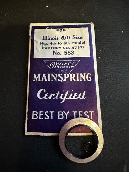 Marco Mainspring #583 for Illinois 6/0s Factory No. 47371 - Steel