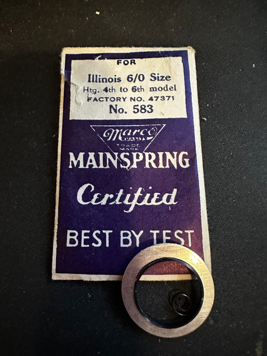 Marco Mainspring #583 for Illinois 6/0s Factory No. 47371 - Steel