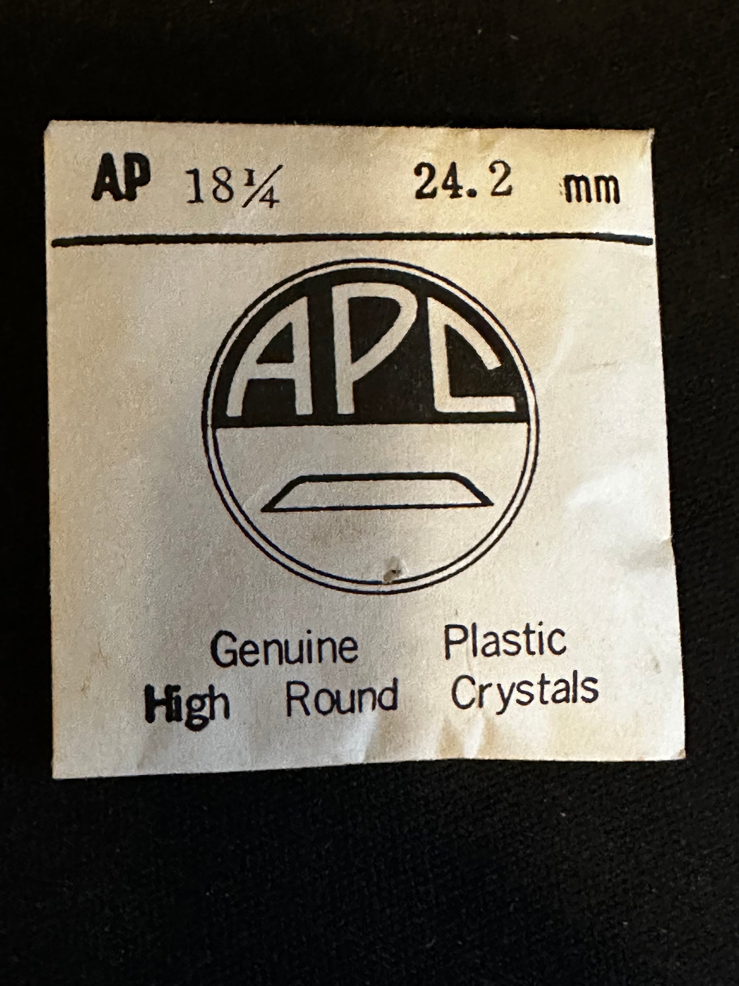 APC Round Wrist Watch Crystal AP 18¼, 24.2mm - New