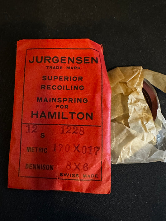 Jurgensen Mainspring for Hamilton 12s Factory No. 1228 - Steel