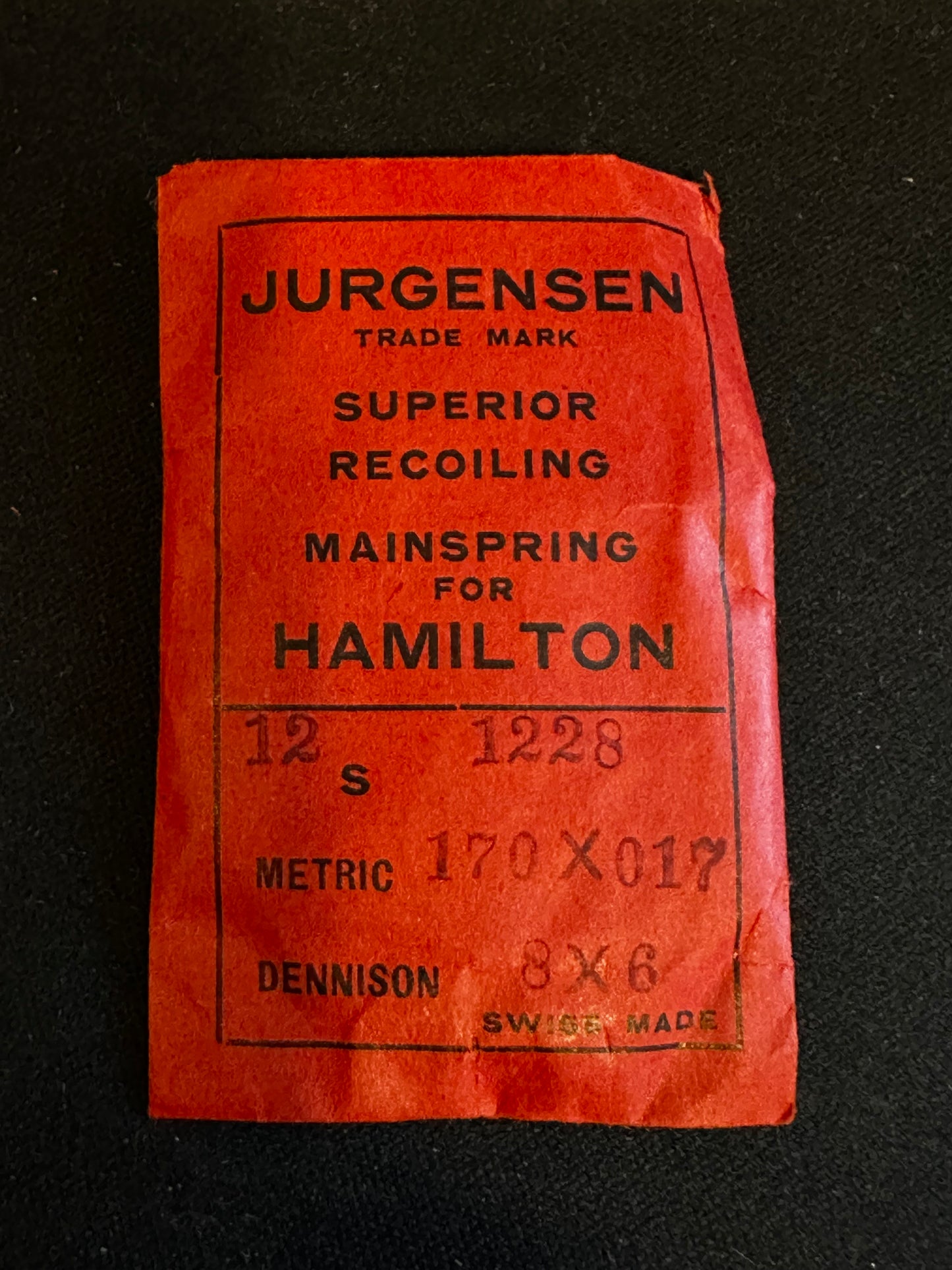 Jurgensen Mainspring for Hamilton 12s Factory No. 1228 - Steel