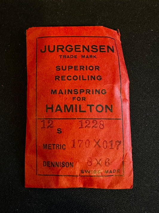 Jurgensen Mainspring for Hamilton 12s Factory No. 1228 - Steel