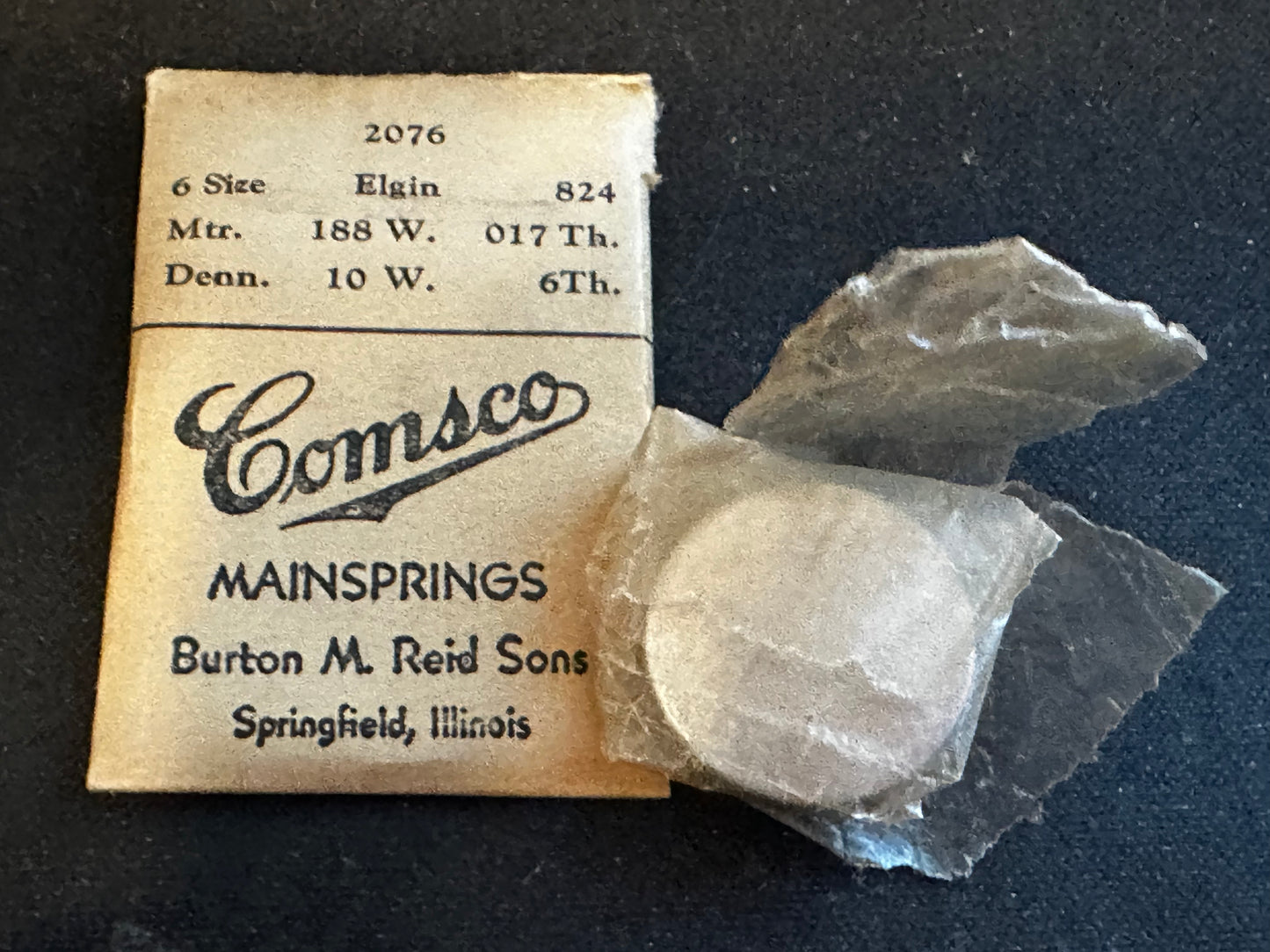 Comsco Mainspring #2076 for Elgin 6s Factory No. 824 - Steel