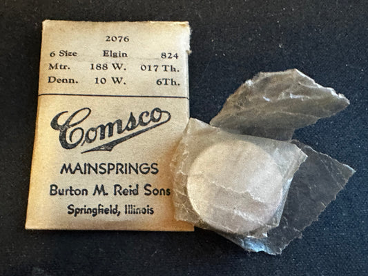 Comsco Mainspring #2076 for Elgin 6s Factory No. 824 - Steel