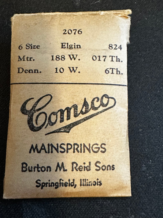 Comsco Mainspring #2076 for Elgin 6s Factory No. 824 - Steel