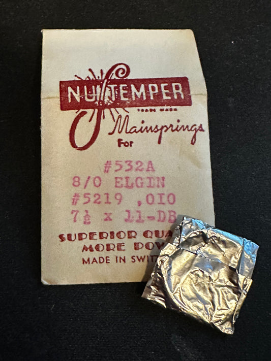 NuTemper Mainspring #532A for Elgin 8/0s Factory No. 5219 - Steel
