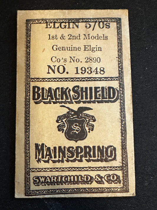 Swartchild Black Shield Mainspring for Elgin 5/0s No. 2890 - Steel