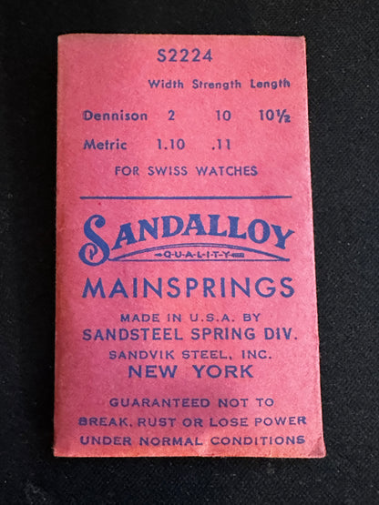 Sandsteel Sandalloy Mainspring S2224 for Gruen caliber 405, 406, 410, 411, etc - Alloy