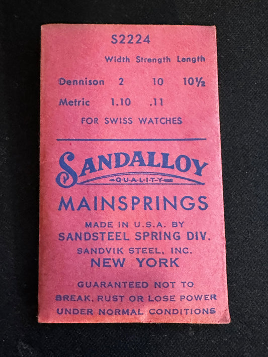 Sandsteel Sandalloy Mainspring S2224 for Gruen caliber 405, 406, 410, 411, etc - Alloy
