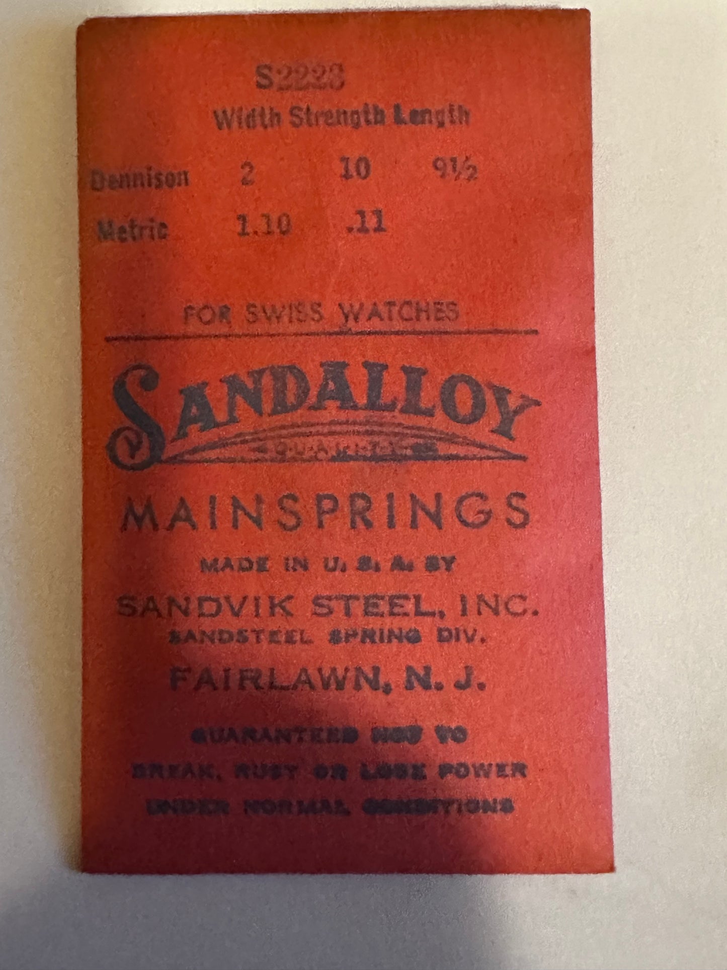 Sandsteel Sandalloy Mainspring S2223 for Felsa 66, 176, 194, Buren 385 - Alloy