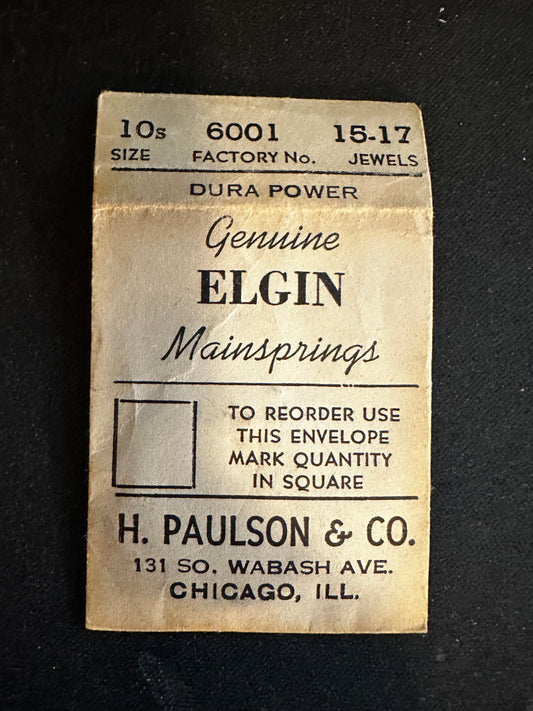 Paulson repackaged Elgin Durapower 10s Mainspring No. 6001 - Alloy
