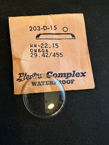 Electro-Seal #203-D-15 Wrist Watch Crystal 22.15mm for Omega 29.42 - New