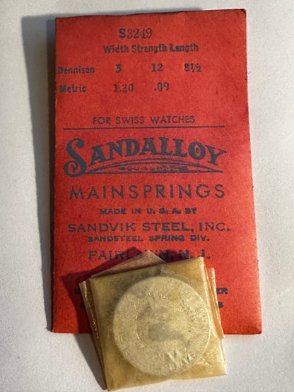 Sandsteel Sandalloy Mainspring S3249 for Buren 55, 350, Tissot 13.6, 15.2, 15.3 - Alloy