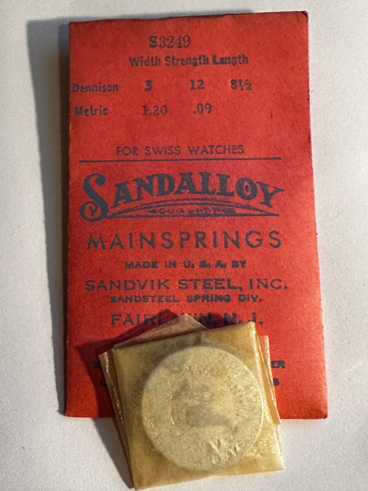 Sandsteel Sandalloy Mainspring S3249 for Buren 55, 350, Tissot 13.6, 15.2, 15.3 - Alloy