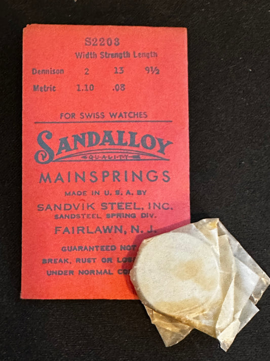 Sandsteel Sandalloy Mainspring S2203 for ETA 705, AV 16, Buren 300, 301, Pierce 53 - Alloy