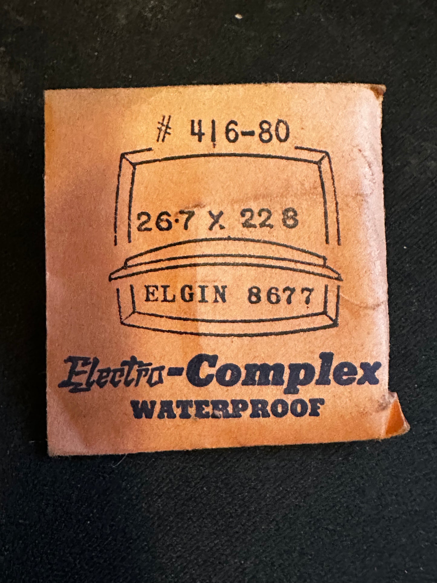 Electro-Seal #416-80 Watch Crystal 26.7 x 22.8mm for Elgin case #8677 Wrist Watch - New