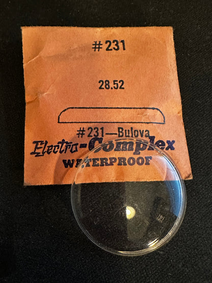 Electro-Seal #231 Watch Crystal 28.52mm for Bulova Wrist Watch - New