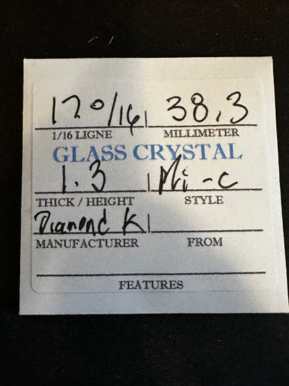 Diamond K Vintage Beveled Glass Pocket Watch Crystal 17-0/16 (~38.3mm) - NOS