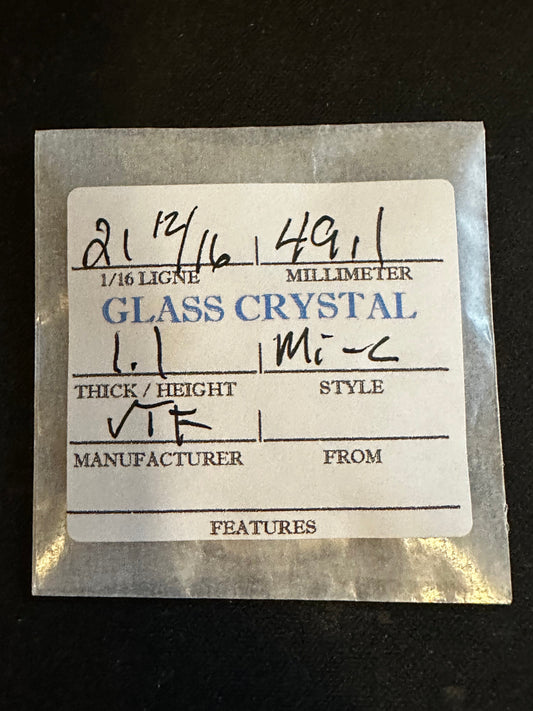 VTF Vintage Glass Pocket Watch Crystal 21-12/16 (~49.1mm) - NOS