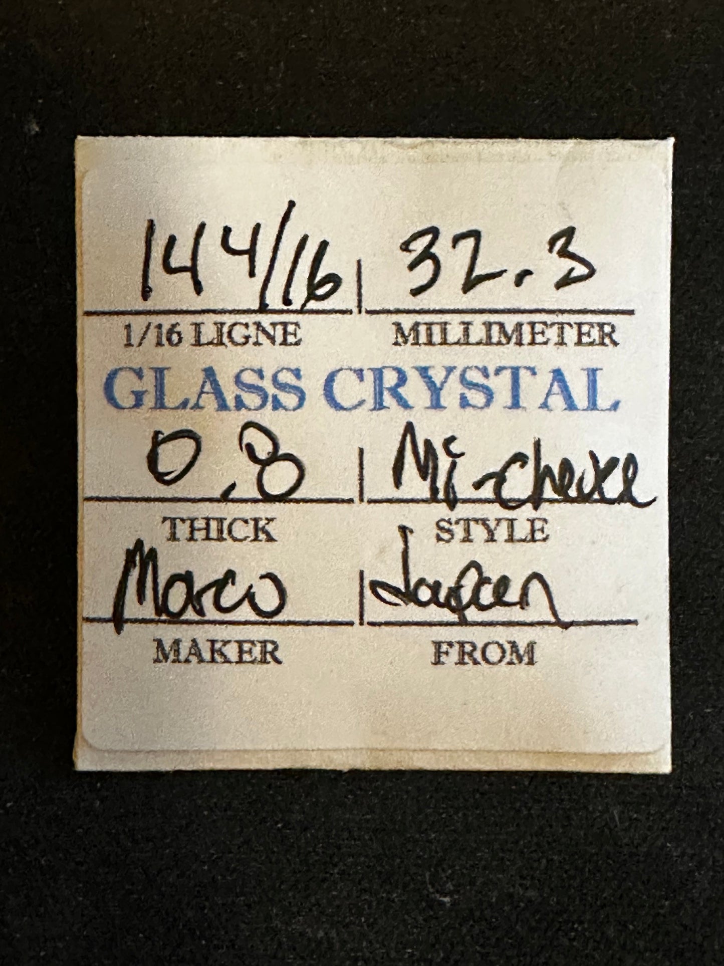 Marco Mi-Chevee Vintage Glass Watch Crystal 14-4/16 (32.3mm) - NOS