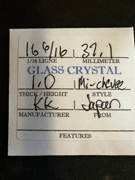 KK Mi-Chevee Vintage Glass Pocket Watch Crystal 16-6/16 (37.1mm) - NOS