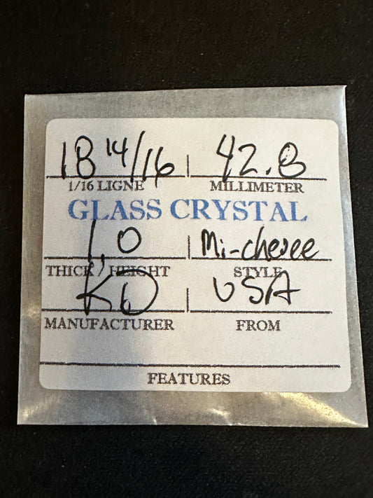 K D Mi-Chevee Vintage Glass Pocket Watch Crystal 18-14/16 (42.8mm) - NOS