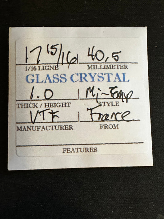 VTF Vintage Glass Pocket Watch Crystal 17-15/16 (~40.5mm) - NOS