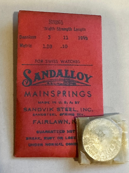 Sandsteel Sandalloy Mainspring S3261 for Bulova 6F, 6PG, 6R, 9AT, Cyma 63, 64, 67, 68, 74 - Alloy