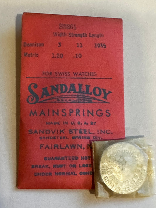Sandsteel Sandalloy Mainspring S3261 for Bulova 6F, 6PG, 6R, 9AT, Cyma 63, 64, 67, 68, 74 - Alloy