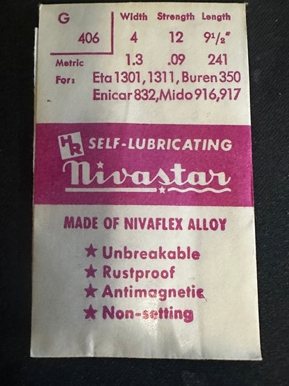 HR Nivastar Mainspring G406 for ETA 1301, 1311, Buren 350, Enicar 832, Mido 816, 917 - Alloy