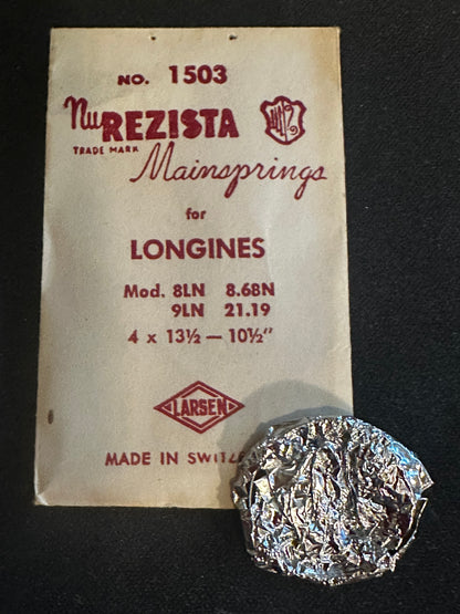 NuREZISTA Mainspring #1503 for Longines caliber 8LN, 8.68N, 9LN, 21.19 - Steel
