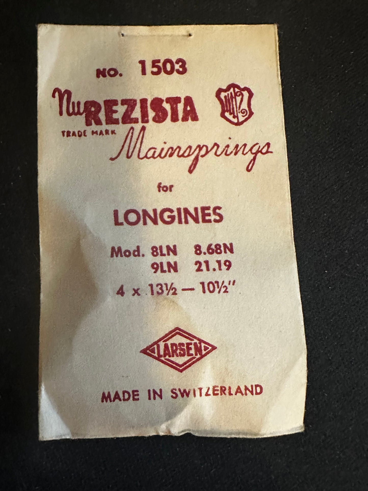 NuREZISTA Mainspring #1503 for Longines caliber 8LN, 8.68N, 9LN, 21.19 - Steel