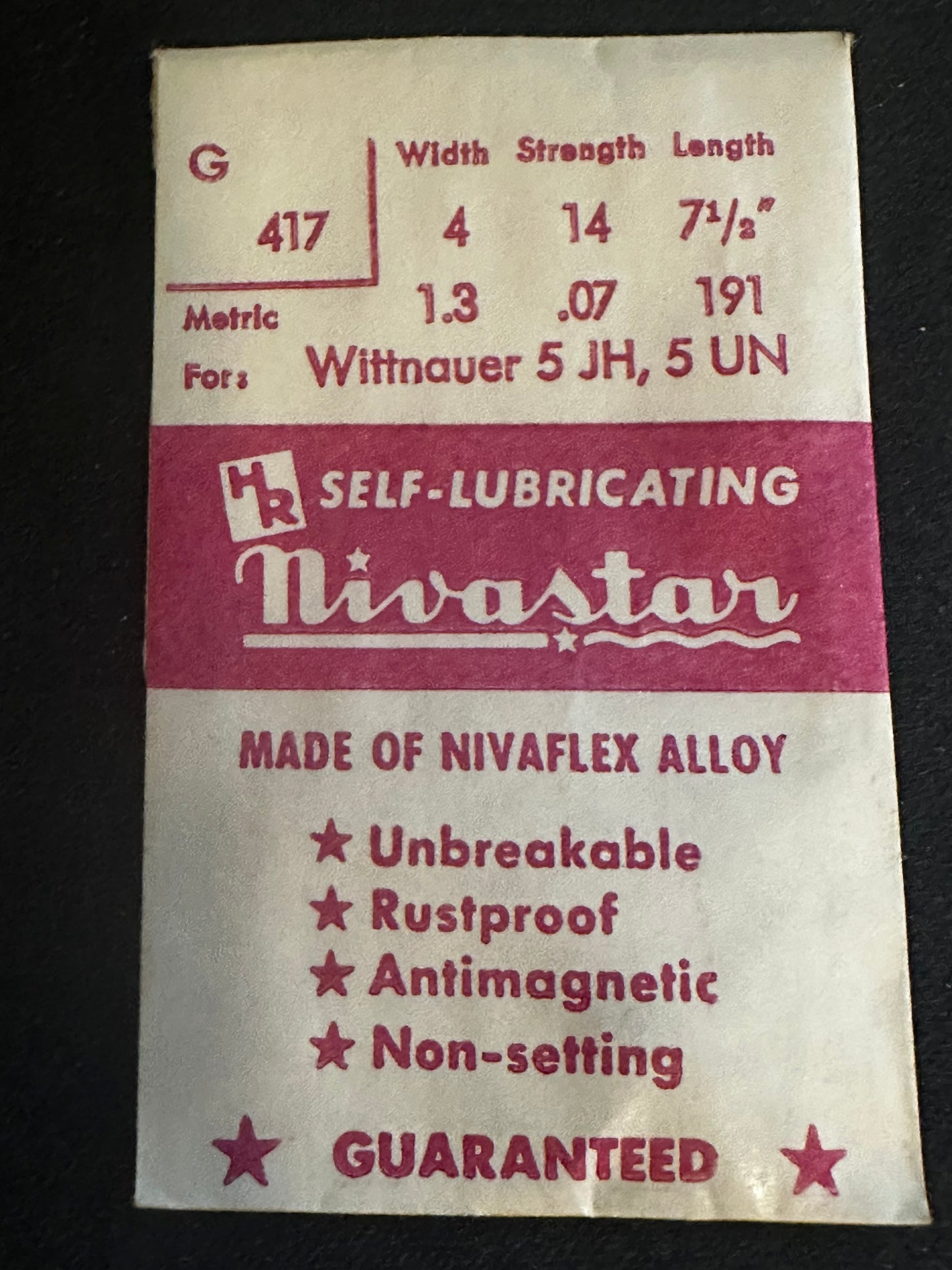 HR Nivastar Mainspring G417 for Wittnauer 5JH, 5UN - Alloy