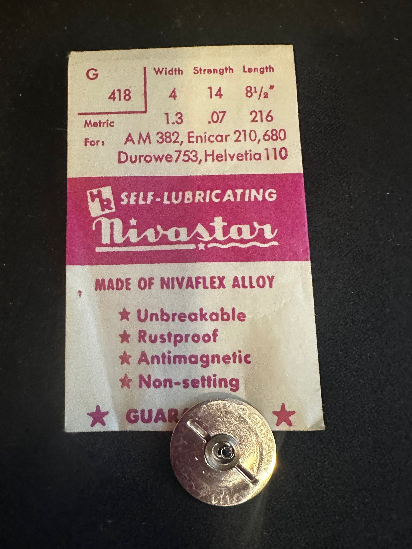 HR Nivastar Mainspring G418 for A. Michel 382, Enicar 210, 680, Durowe 753 - Alloy