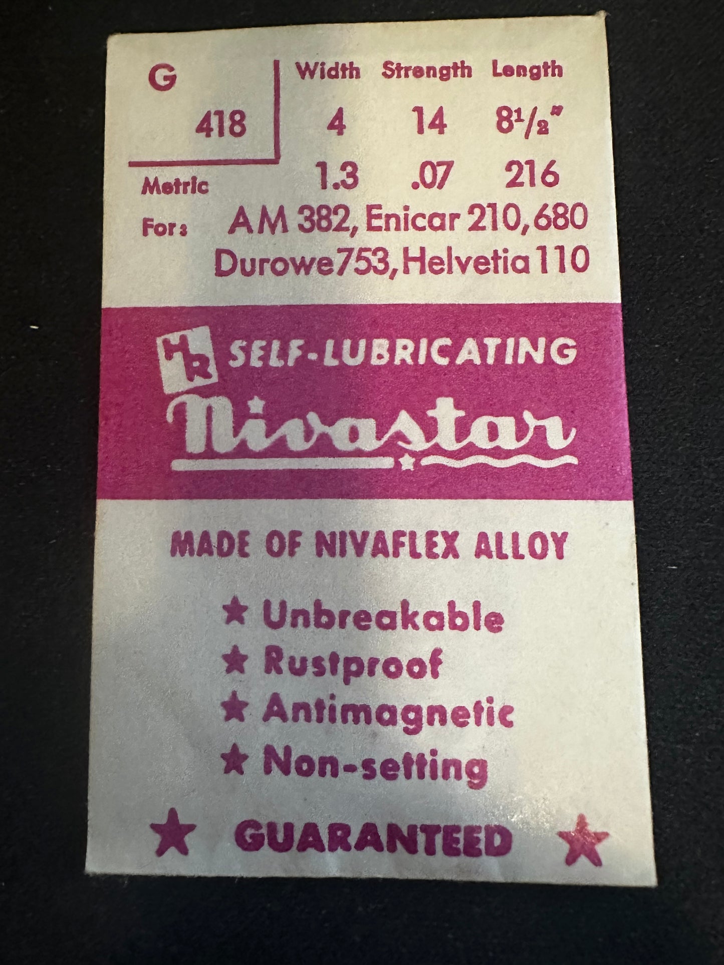HR Nivastar Mainspring G418 for A. Michel 382, Enicar 210, 680, Durowe 753 - Alloy