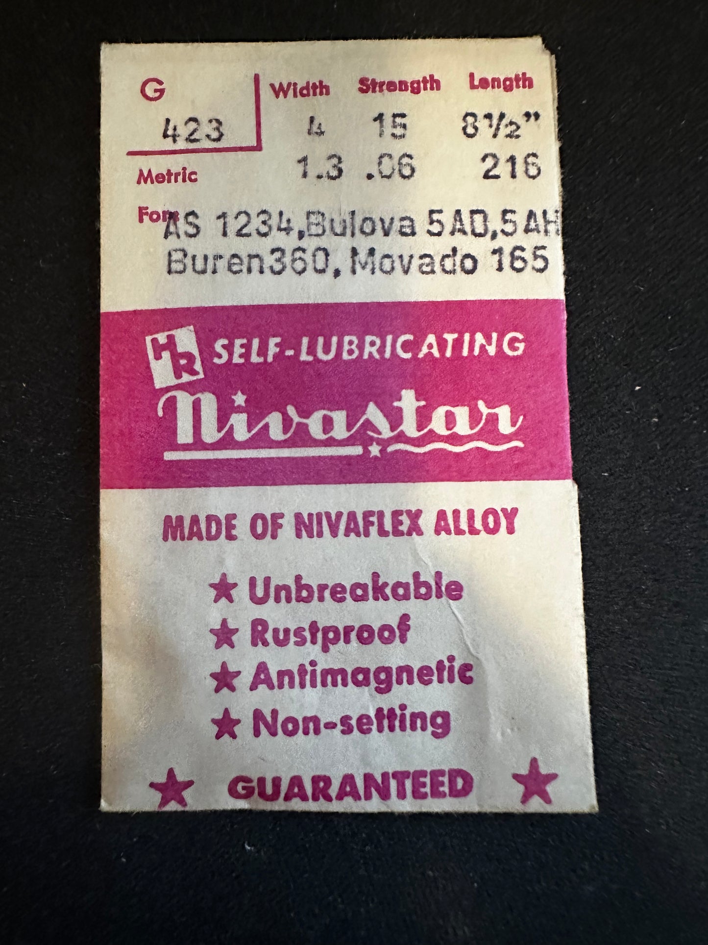 HR Nivastar Mainspring G423 for AS 1234, Buren 360, Movado 165 - Alloy