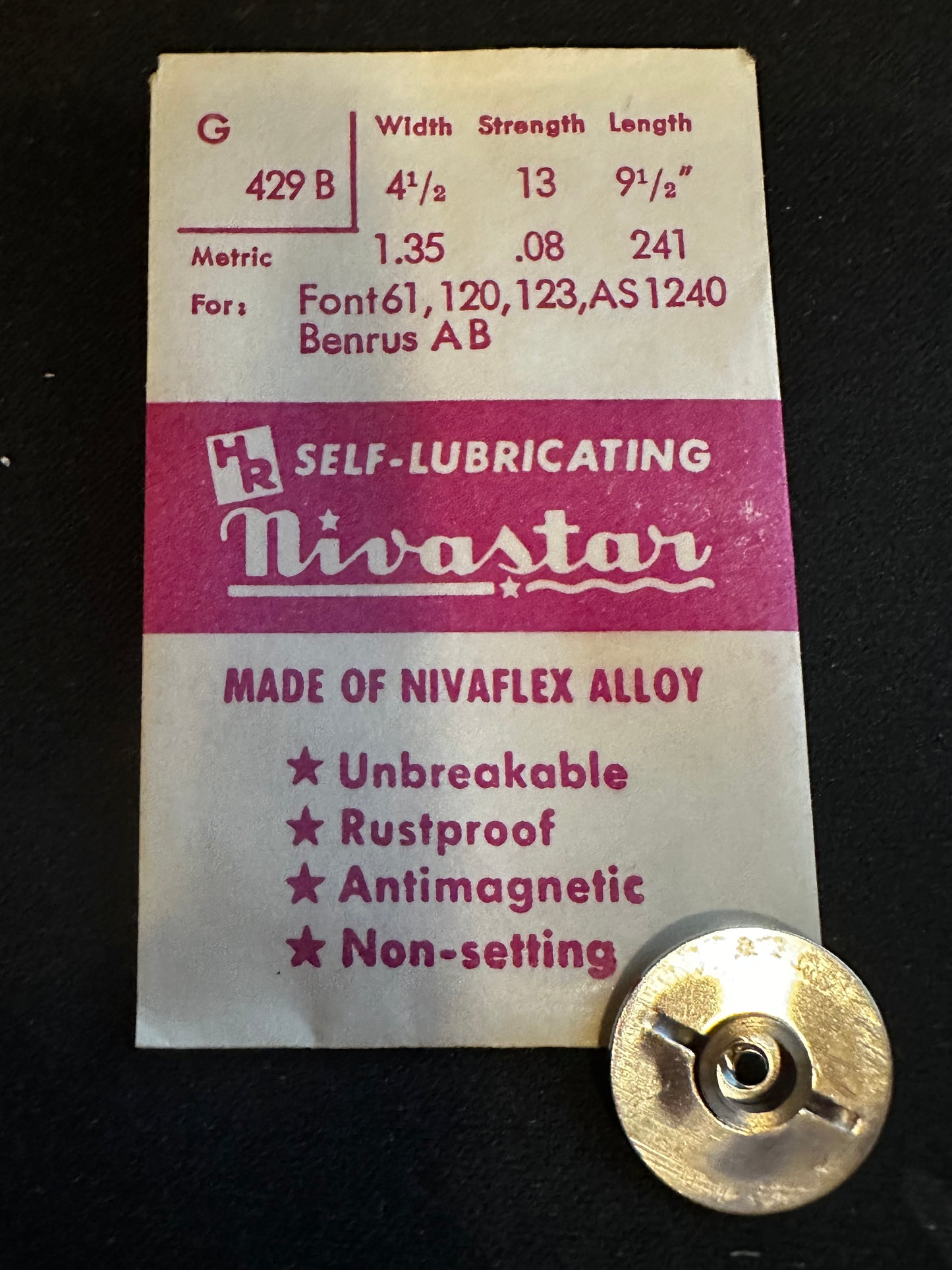 HR Nivastar Mainspring G429B for Font 61, 120, 123, Benrus AB, AS 1240 - Alloy