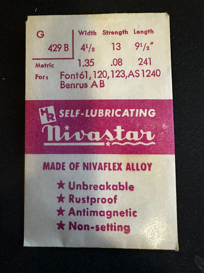 HR Nivastar Mainspring G429B for Font 61, 120, 123, Benrus AB, AS 1240 - Alloy